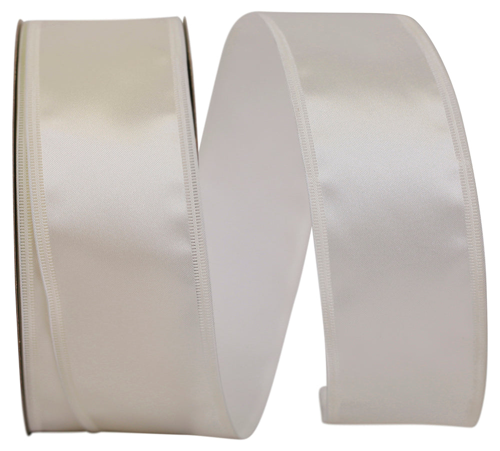 Ivory 2-1 8 Inch Dyna Satin Ez Wired Edge Ribbon for Wreaths & Bows