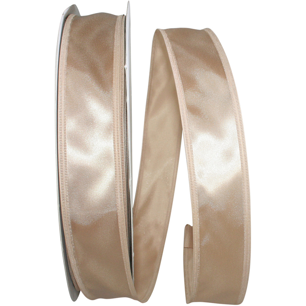 Champagne 1-1 2 Inch Dyna Satin Ez Wired Edge Ribbon for Wreaths & Bows