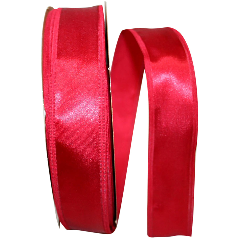 Scarlet Dyna Satin Wired Edge Ribbon 1-1/2 Inch 100 Yards