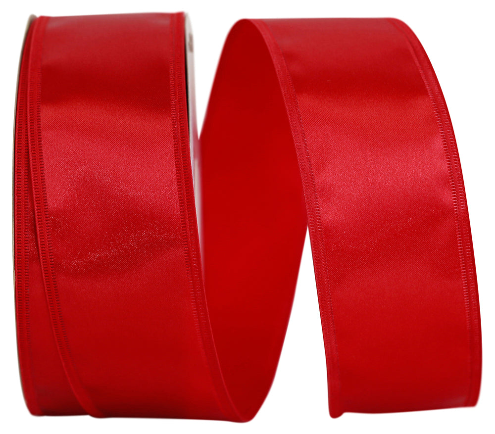 Scarlet Dyna Satin Wired Edge Ribbon 2-1/8 Inch 50 Yards