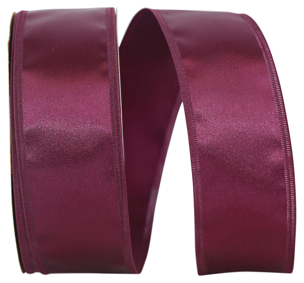 Plum 2-1 8 Inch Dyna Satin Ez Wired Edge Ribbon for Wreaths & Bows