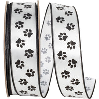 Multi 1-3 8 Inch Paw Print Satin Wired Edge Ribbon for Wreaths & Bows
