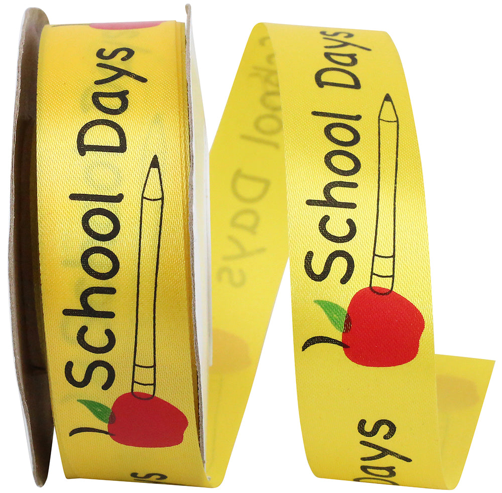 Yellow 7 8 Inch Dyna School Day Satin Ribbon for Wreaths & Bows