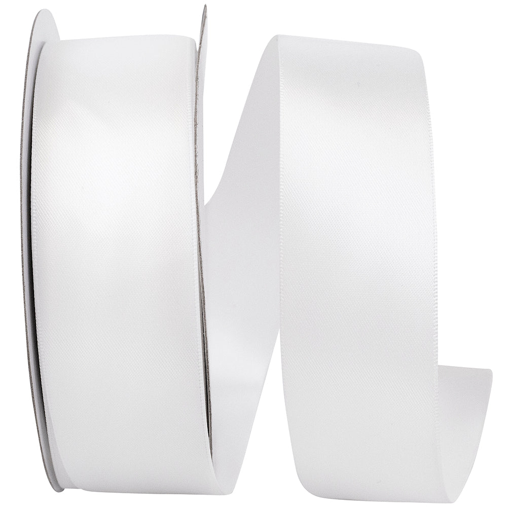 White 1-1 2 Inch Single Face Satin Ribbon Sfs for Wreaths & Bows