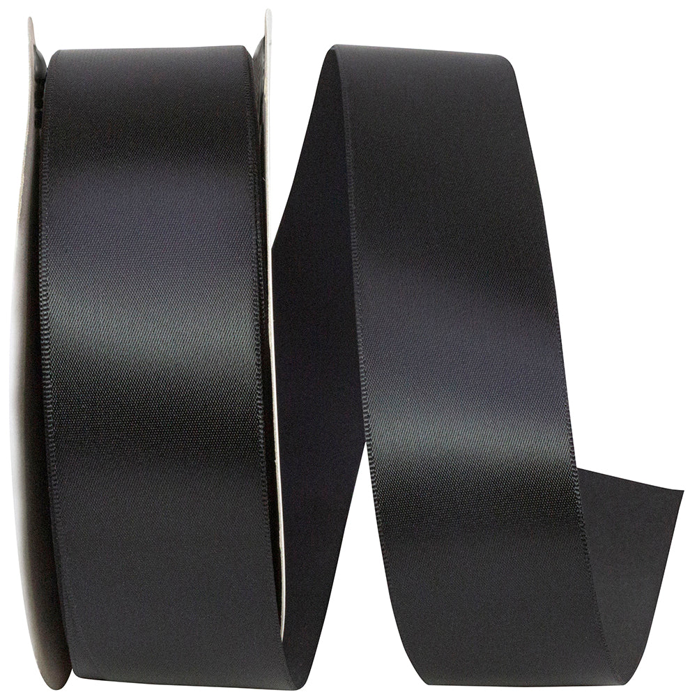 Black 1-1 2 Inch Single Face Satin Ribbon Sfs for Wreaths & Bows