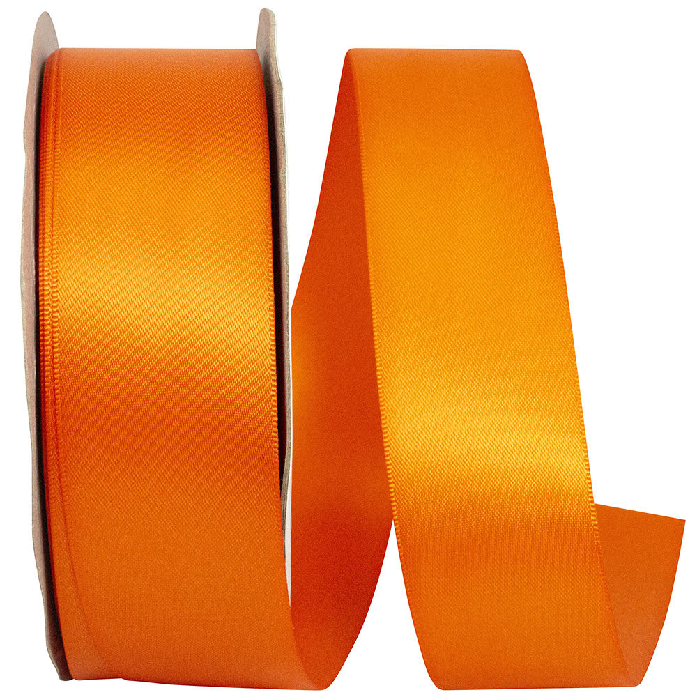 Orange 1-1 2 Inch Single Face Satin Ribbon Sfs for Wreaths & Bows
