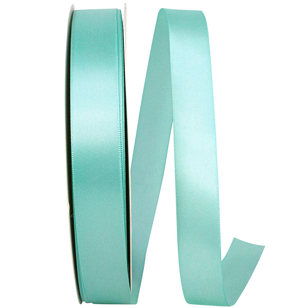 Aqua Satin Ribbon 7/8 Inch Single Face for Wreaths and Bows