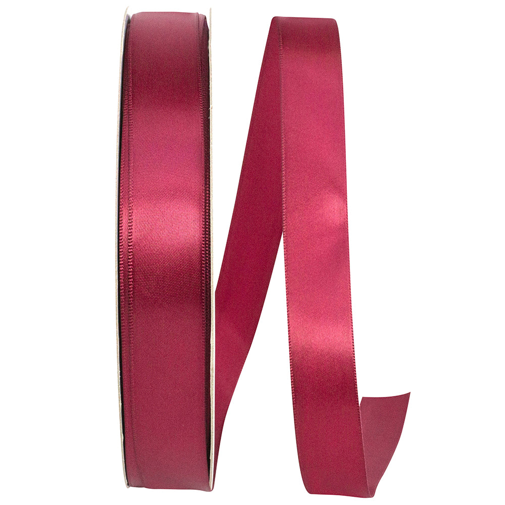 Wine Satin Ribbon 7/8 Inch Single Face for Wreaths and Bows