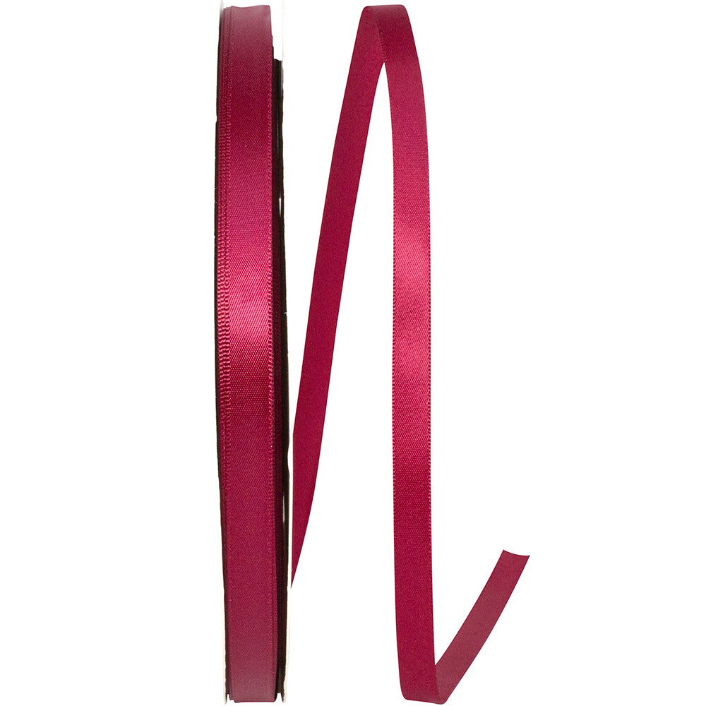 Wine Single Face Satin Ribbon 3/8 Inch 100 Yards