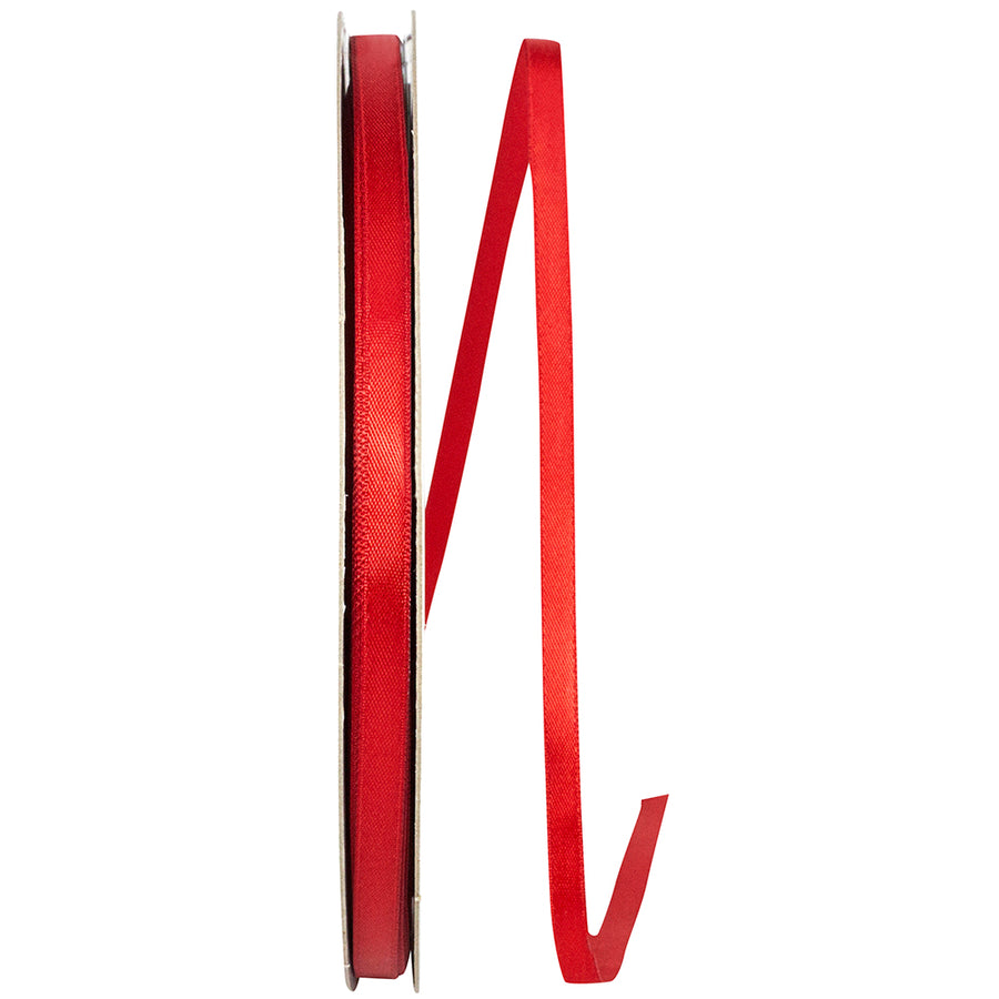Scarlet 1/4 Inch Satin Ribbon for Wreaths and Bows