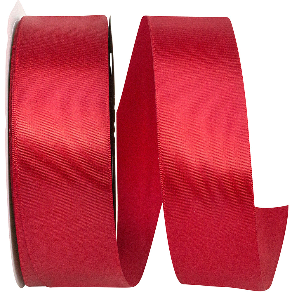 Scarlet Satin Ribbon 1-1/2 Inch for Wreaths and Bows