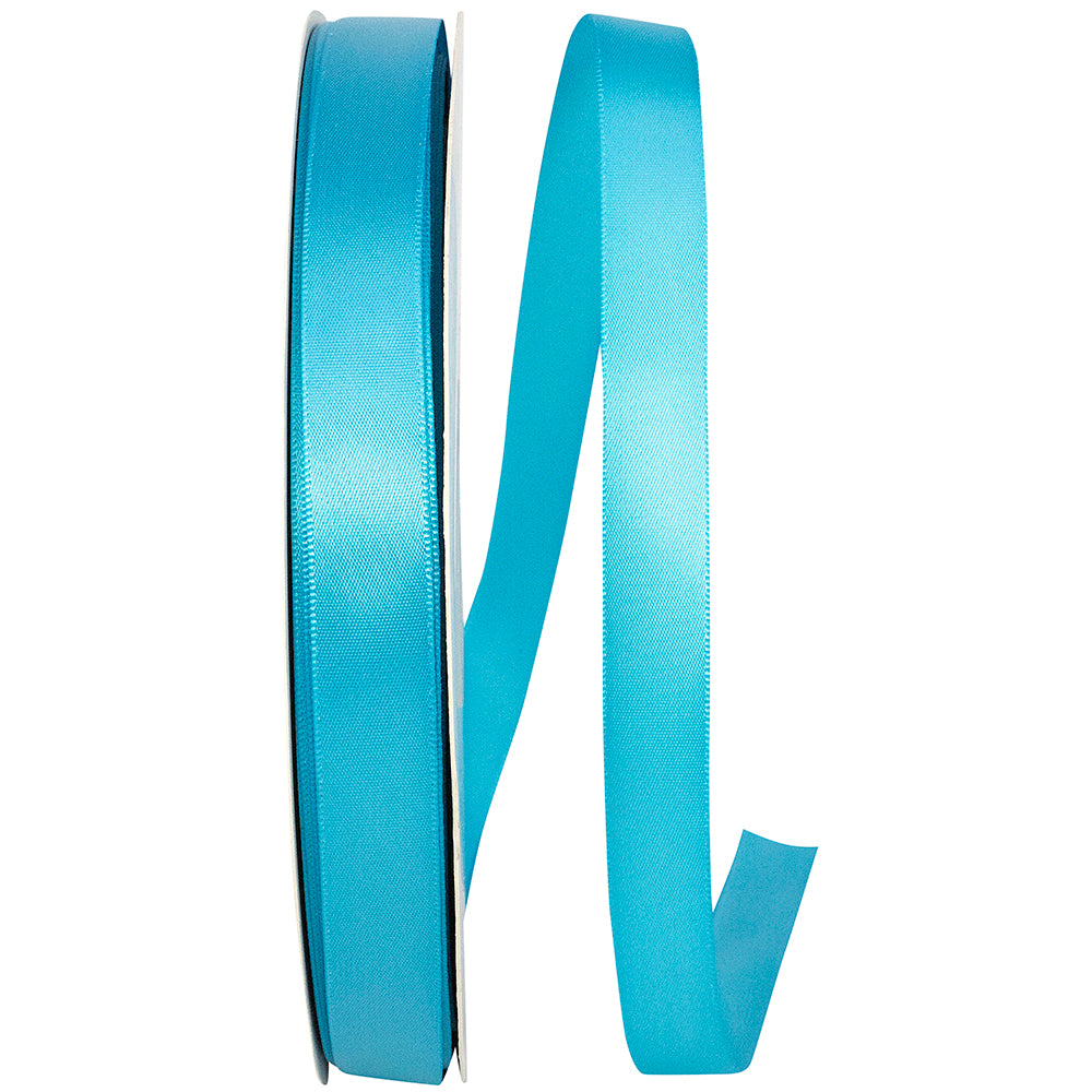 Turquoise Single Face Satin Ribbon 5/8 Inch for Wreaths