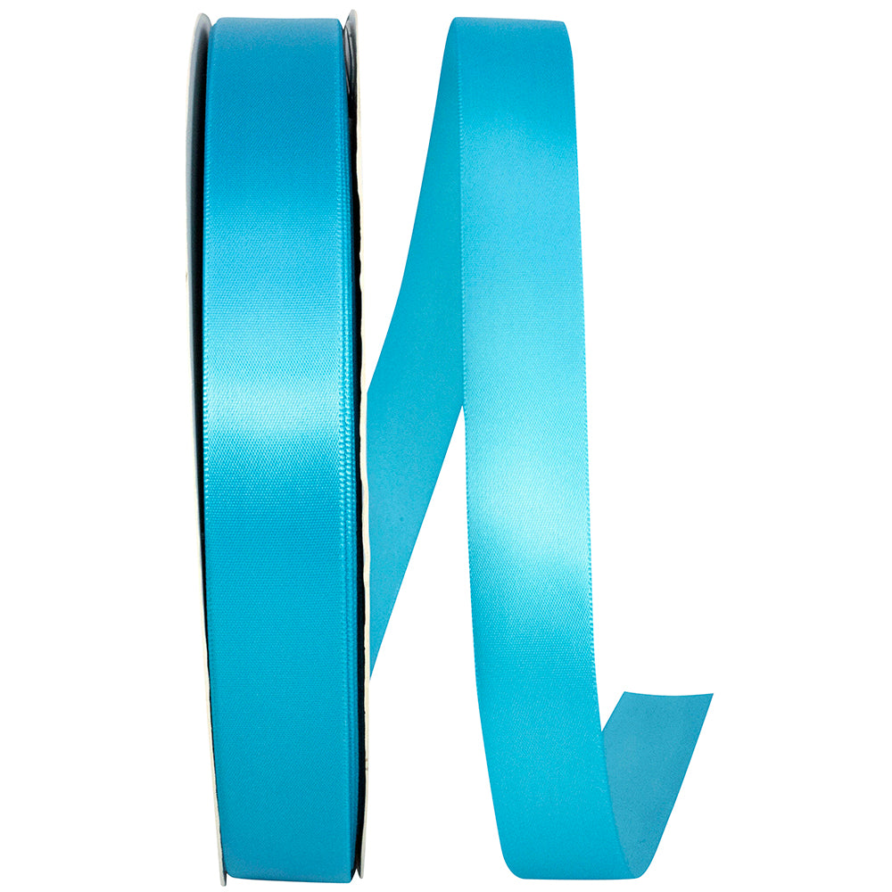 Turquoise 7/8 Inch Single Face Satin Ribbon for Wreaths