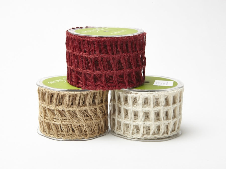 2.5 Inch Open Weave Burlap Net Ribbon with Wired Edge