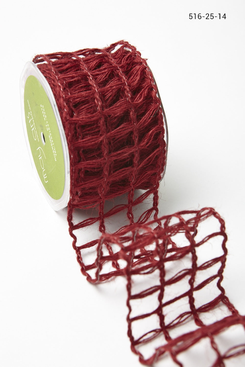 2.5 Inch Open Weave Burlap Net Ribbon with Wired Edge – 516-25-14 red
