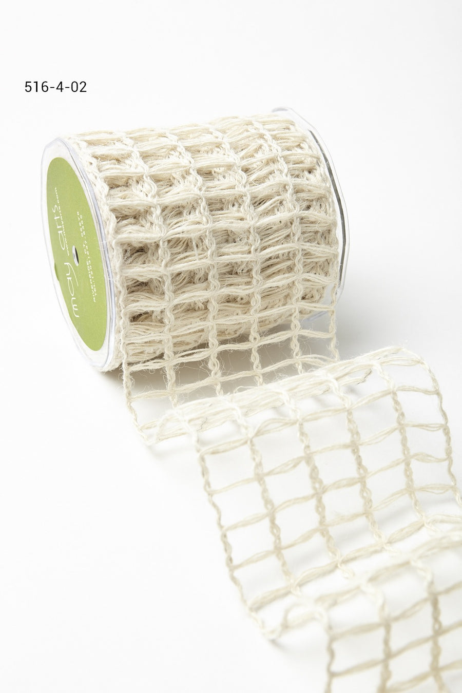4 Inch Open Weave Burlap Net Ribbon with Wired Edge – 516-4-02 light natural
