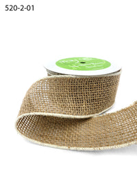 2 Inch 100% Jute Burlap Ribbon with Color Wired Edge