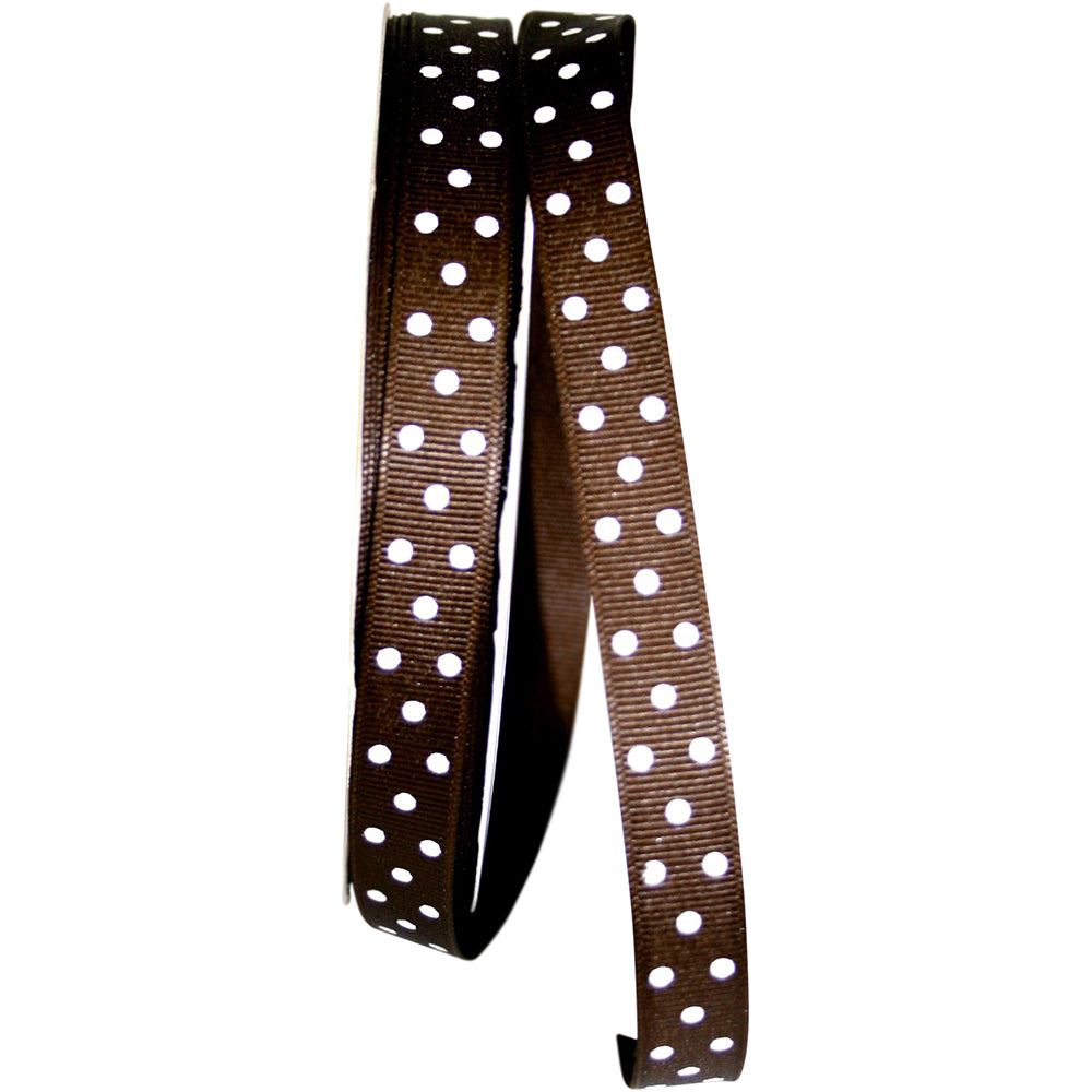 Brown 5 8 Inch Grosgrain Confetti Dots Ribbon for Wreaths & Bows