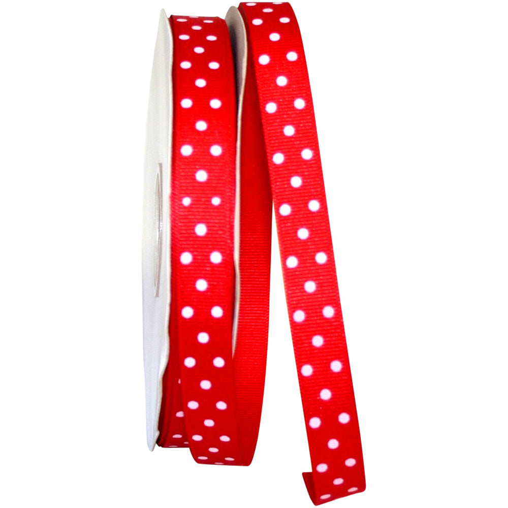 Red White 5 8 Inch Grosgrain Confetti Dots Ribbon for Wreaths & Bows