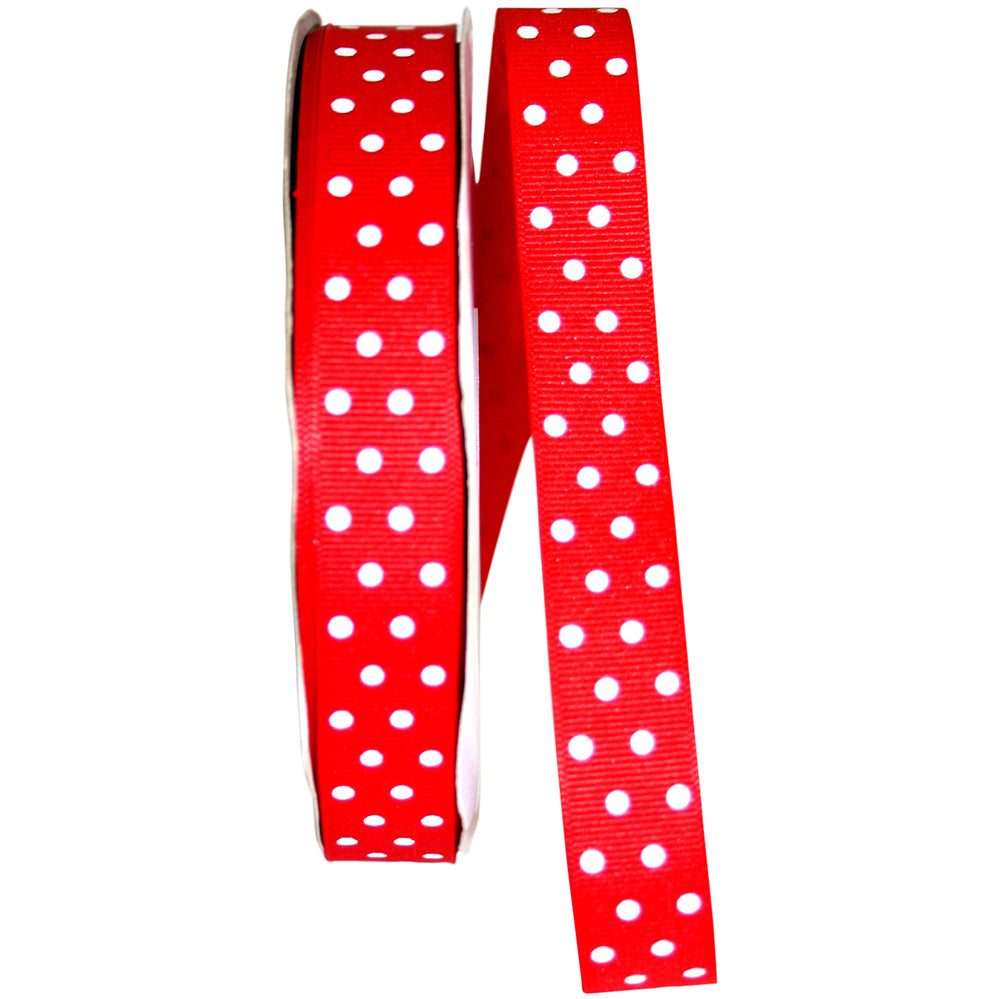 Red White 7 8 Inch Grosgrain Confetti Dots Ribbon for Wreaths & Bows