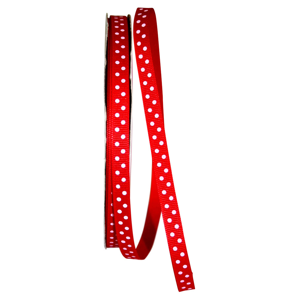Red White 3 8 Inch Grosgrain Confetti Dots Ribbon for Wreaths & Bows