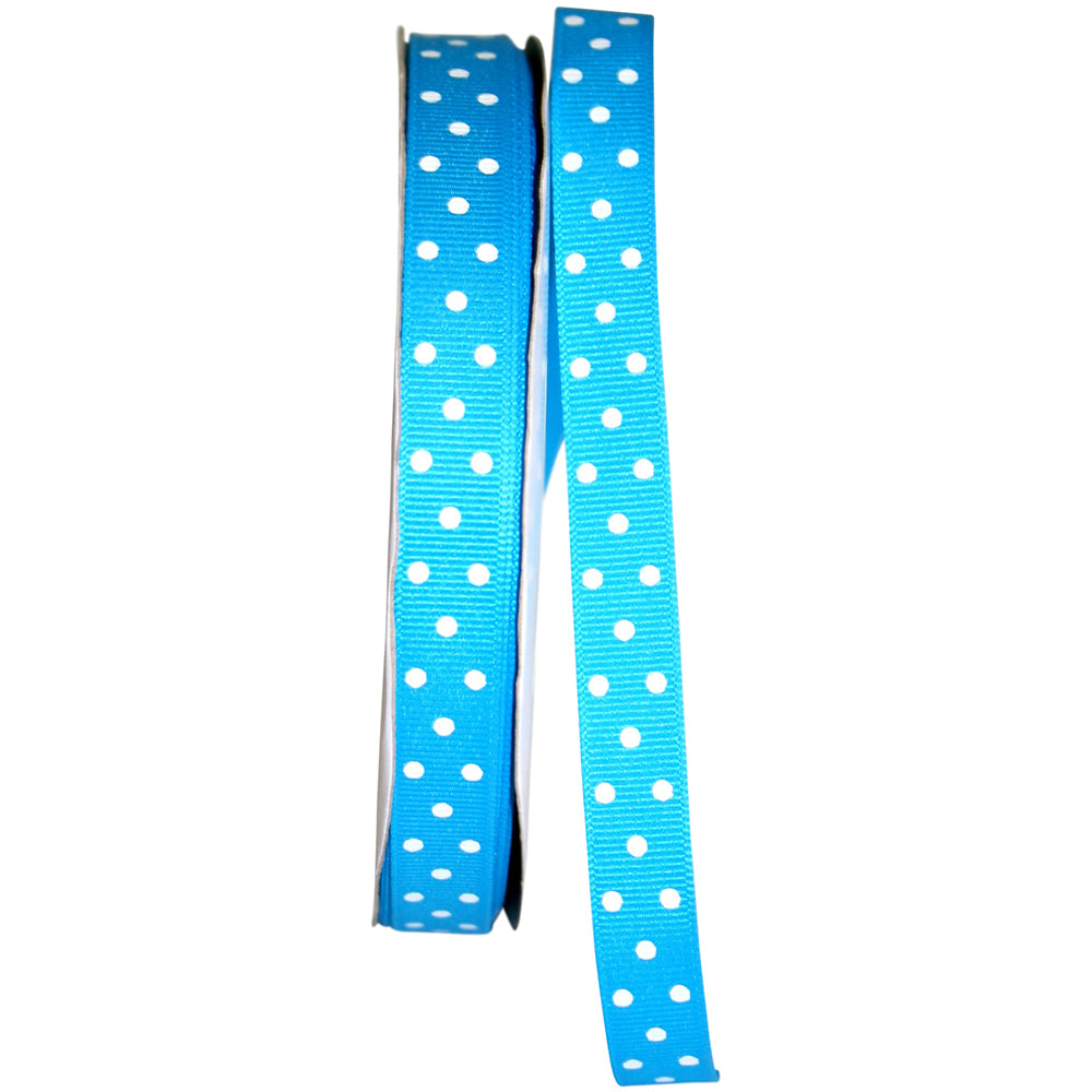 Turquoise Grosgrain Confetti Dots Ribbon 5/8 Inch 50 Yards