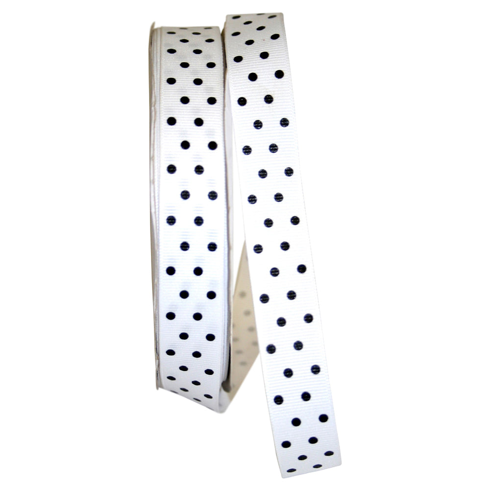 White Black 7 8 Inch Grosgrain Confetti Dots Ribbon for Wreaths & Bows