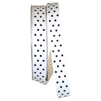 White Black 7 8 Inch Grosgrain Confetti Dots Ribbon for Wreaths & Bows