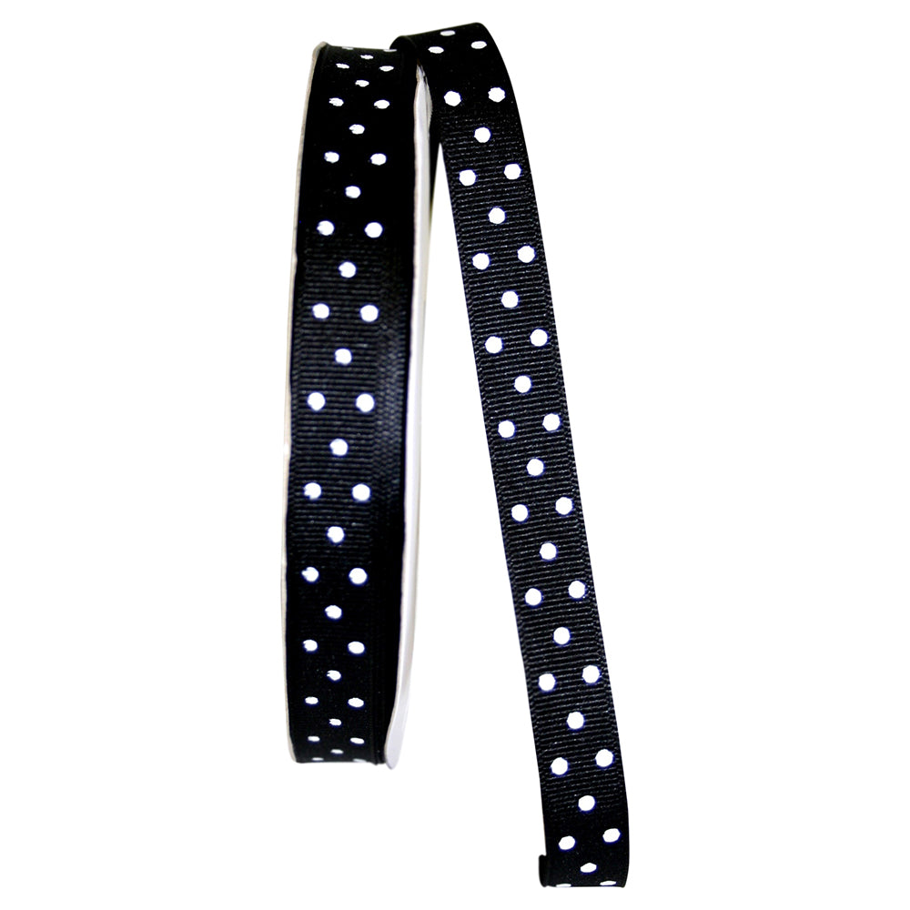 Black White 5 8 Inch Grosgrain Confetti Dots Ribbon for Wreaths & Bows