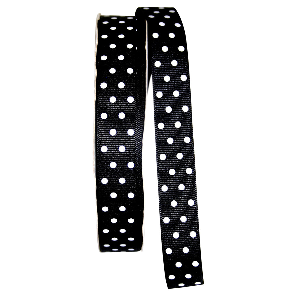 Black White 7 8 Inch Grosgrain Confetti Dots Ribbon for Wreaths & Bows