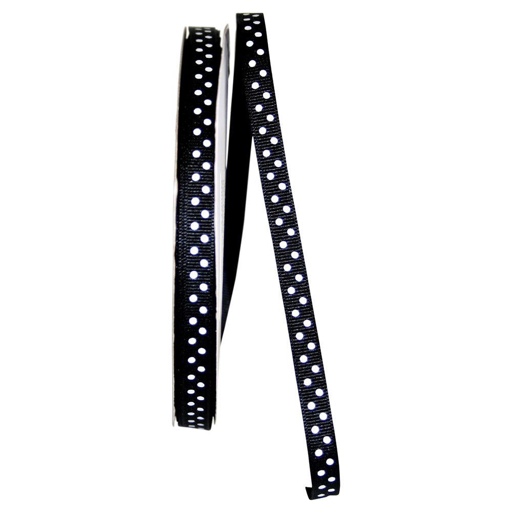 Black White 3 8 Inch Grosgrain Confetti Dots Ribbon for Wreaths & Bows