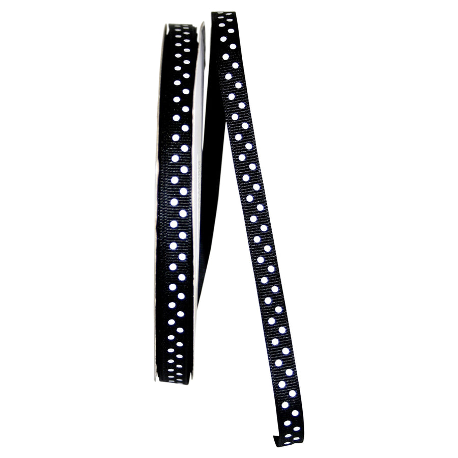 Black White 3 8 Inch Grosgrain Confetti Dots Ribbon for Wreaths & Bows