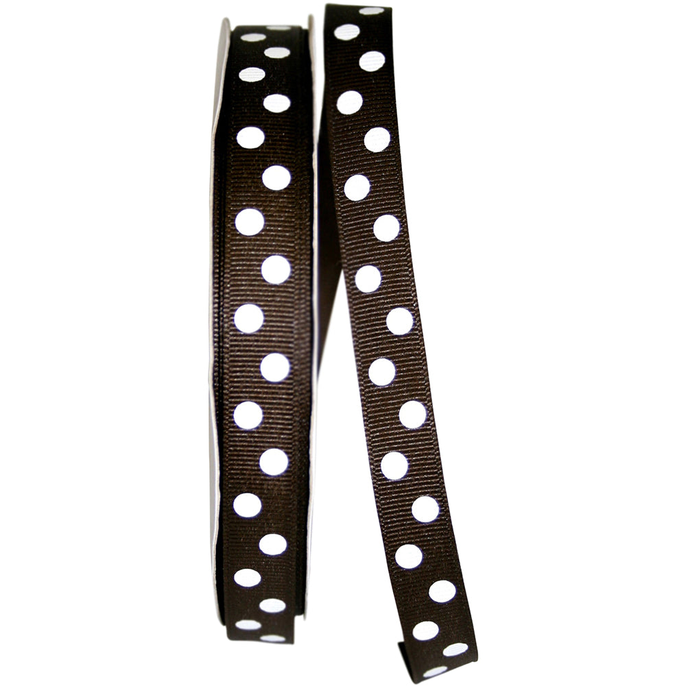 Brown 5 8 Inch Grosgrain Aspirin Dots Ribbon for Wreaths & Bows