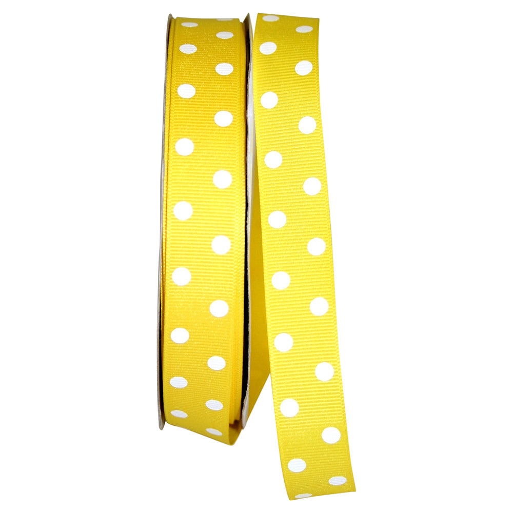 Lemon 7 8 Inch Grosgrain Aspirin Dots Ribbon for Wreaths & Bows