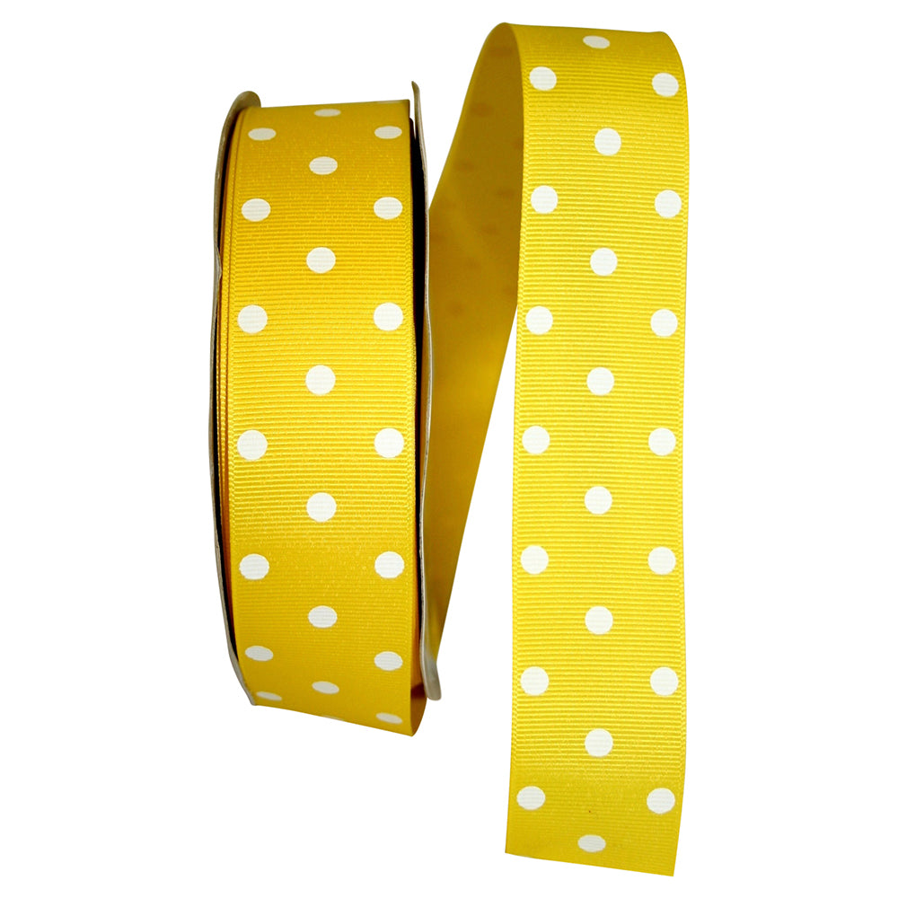 Lemon 1-1 2 Inch Grosgrain Aspirin Dots Ribbon for Wreaths & Bows