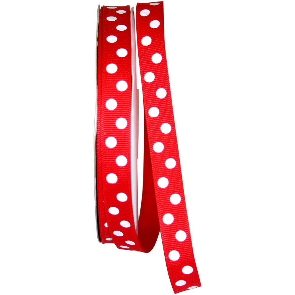 Red White 5 8 Inch Grosgrain Aspirin Dots Ribbon for Wreaths & Bows