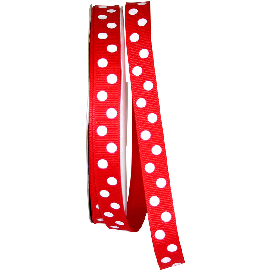 Red White 5 8 Inch Grosgrain Aspirin Dots Ribbon for Wreaths & Bows