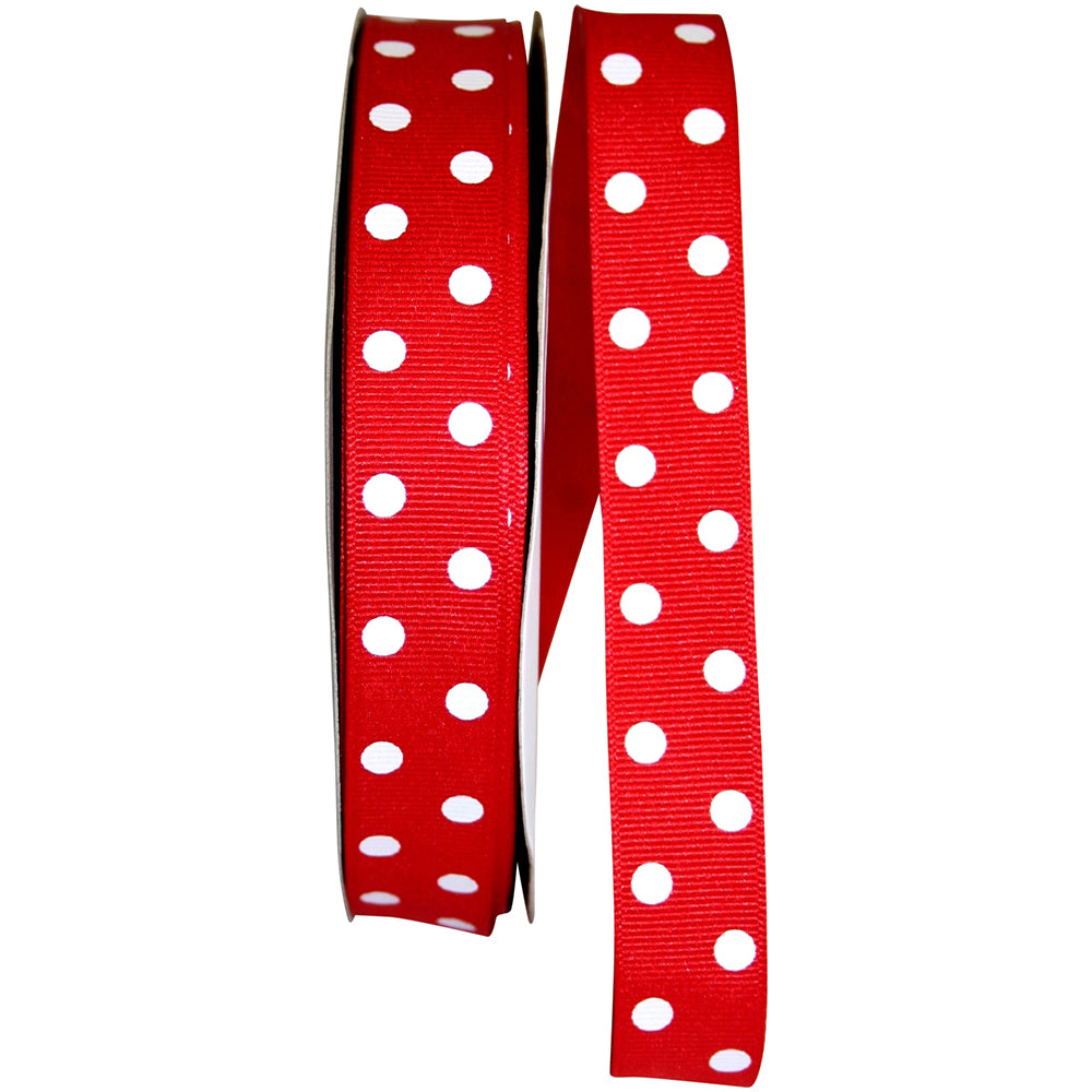 Red White 7 8 Inch Grosgrain Aspirin Dots Ribbon for Wreaths & Bows