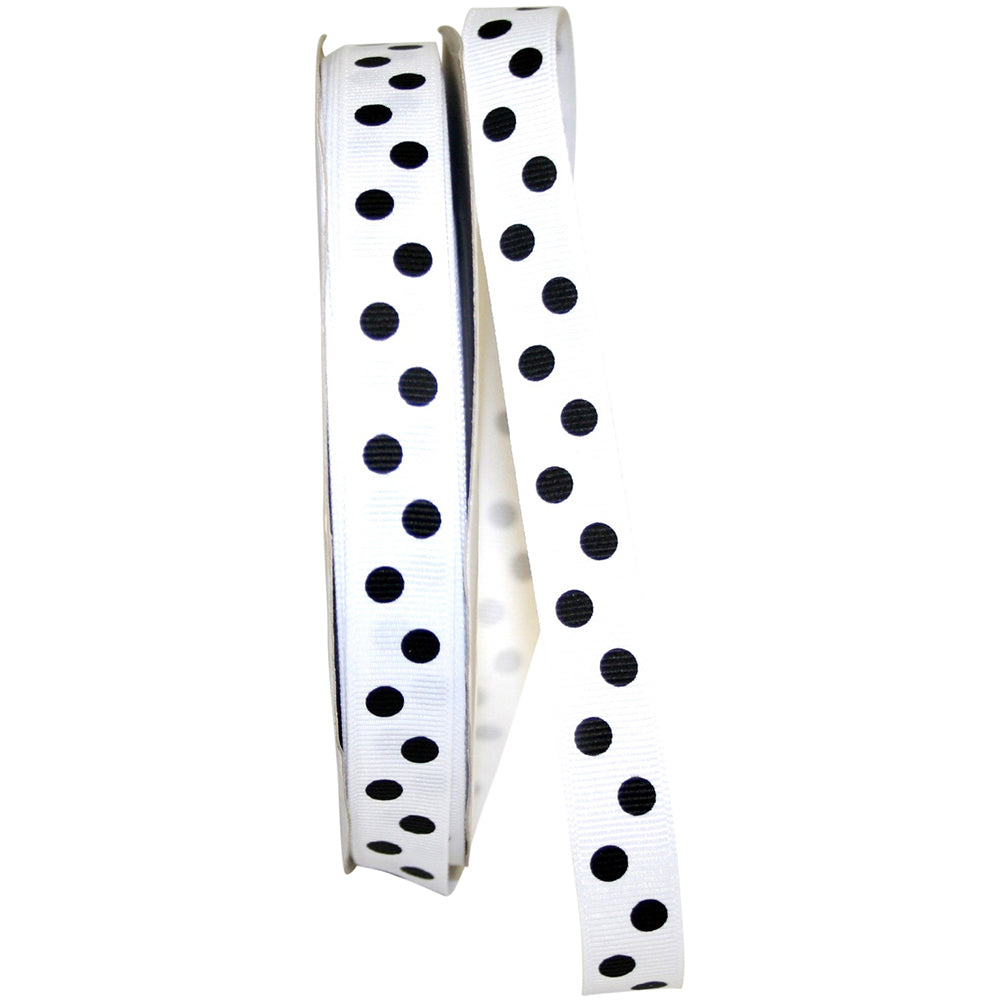 White Black 5 8 Inch Grosgrain Aspirin Dots Ribbon for Wreaths & Bows