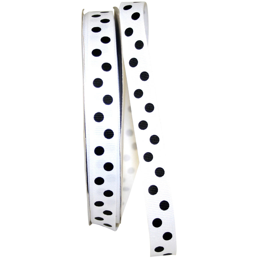 White Black 5 8 Inch Grosgrain Aspirin Dots Ribbon for Wreaths & Bows