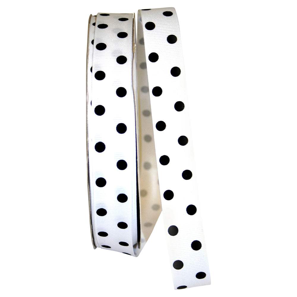 White Black 7 8 Inch Grosgrain Aspirin Dots Ribbon for Wreaths & Bows