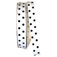 White Black 7 8 Inch Grosgrain Aspirin Dots Ribbon for Wreaths & Bows