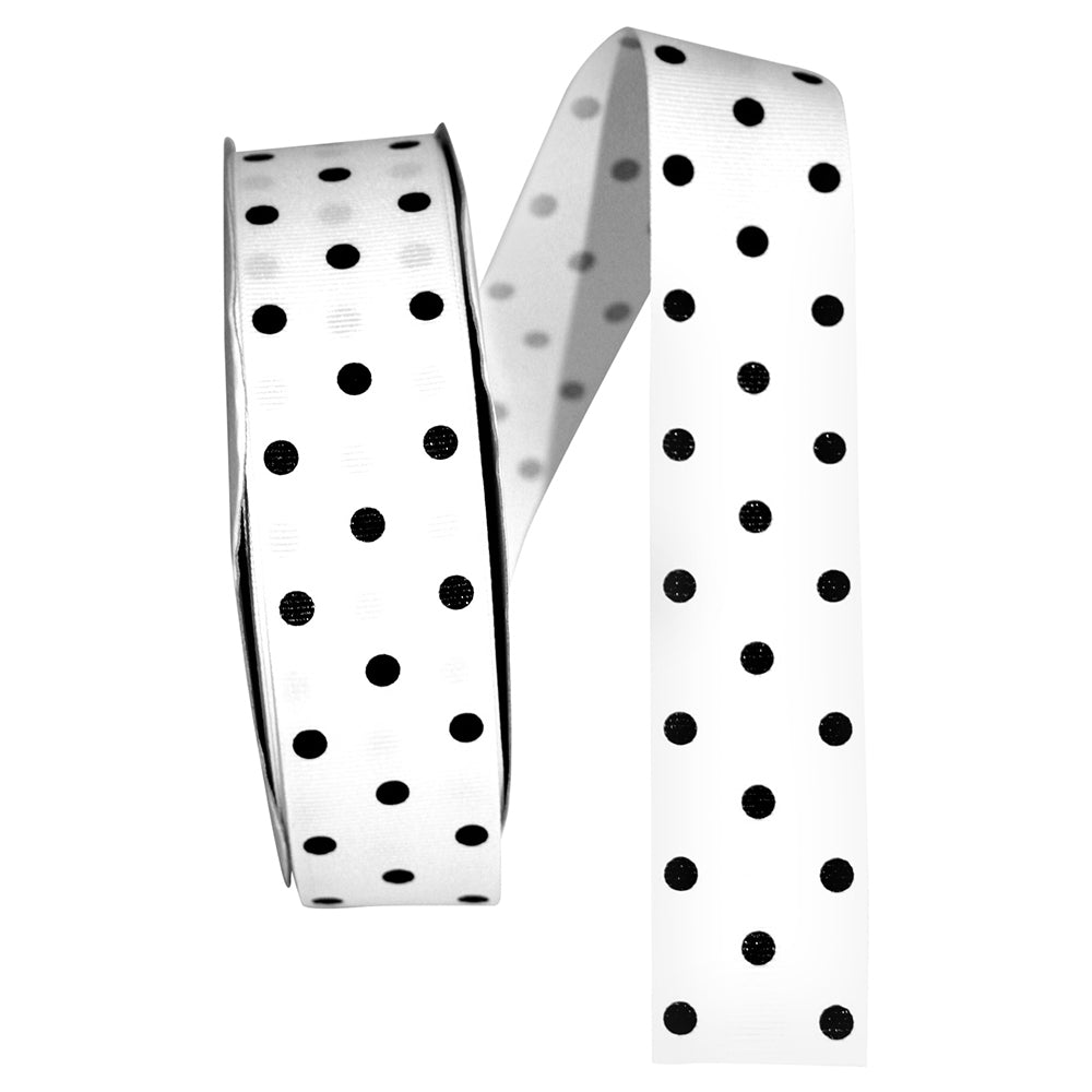 White Black 1-1 2 Inch Grosgrain Aspirin Dots Ribbon for Wreaths & Bows