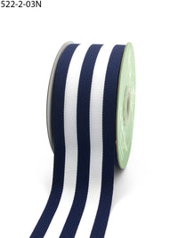 2 Inch Grosgrain Horizontal Stripes Ribbon with Woven Edge – 522-2-03N navy/white