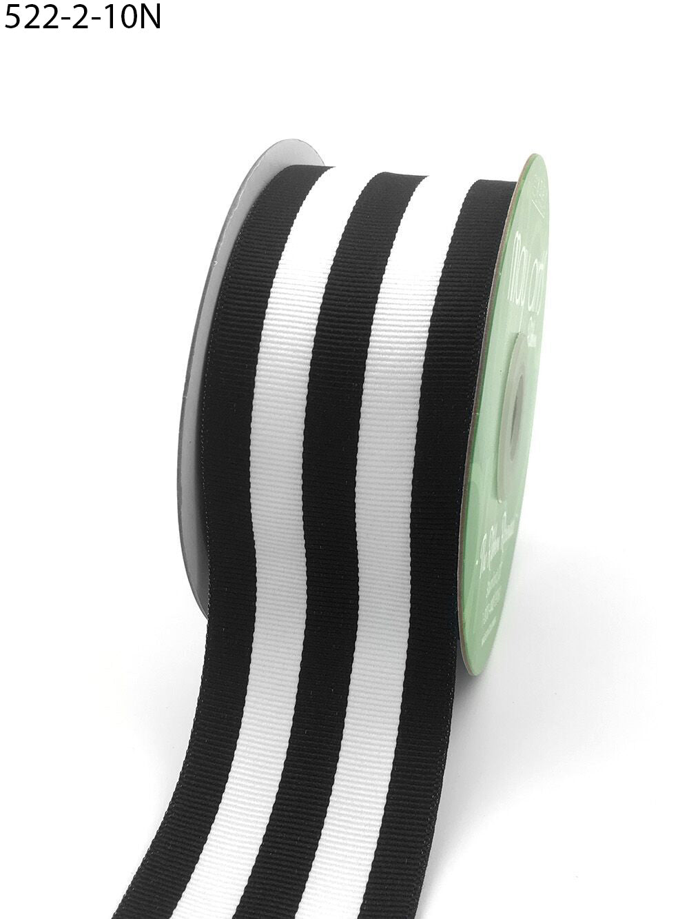 2 Inch Grosgrain Horizontal Stripes Ribbon with Woven Edge – 522-2-10N black/white