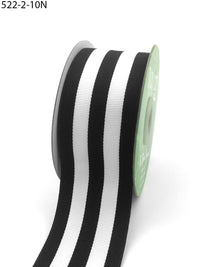 2 Inch Grosgrain Horizontal Stripes Ribbon with Woven Edge – 522-2-10N black/white
