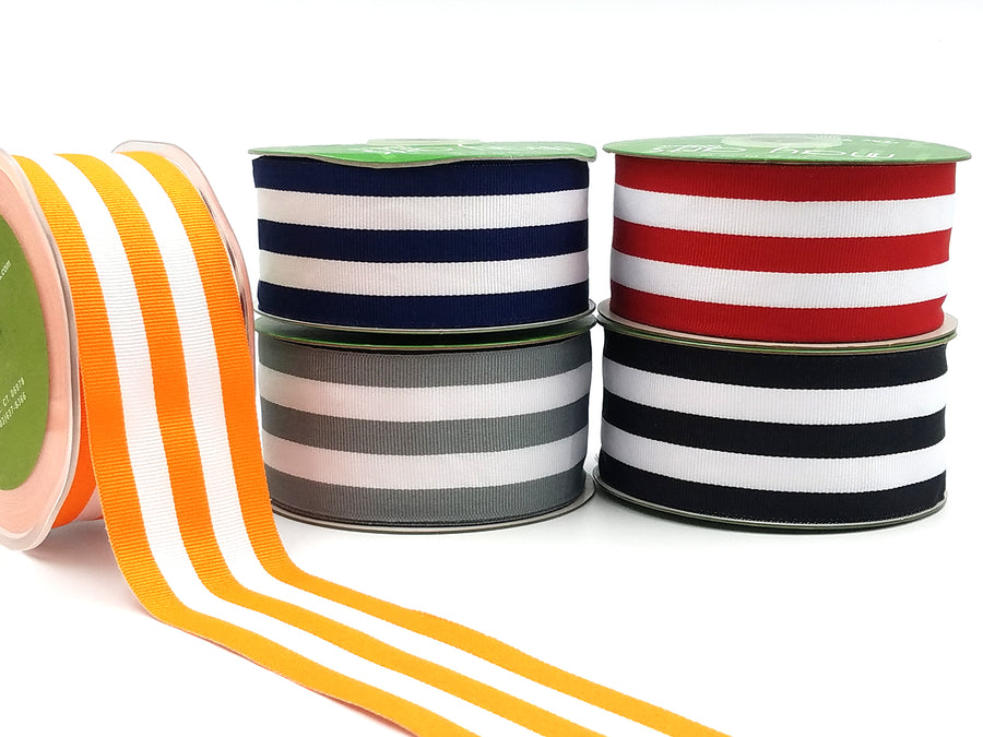 2 Inch Grosgrain Horizontal Stripes Ribbon with Woven Edge