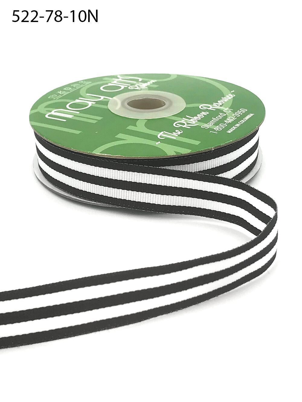 7/8 Inch Grosgrain Horizontal Stripes Ribbon with Woven Edge – 522-78-10N black/white