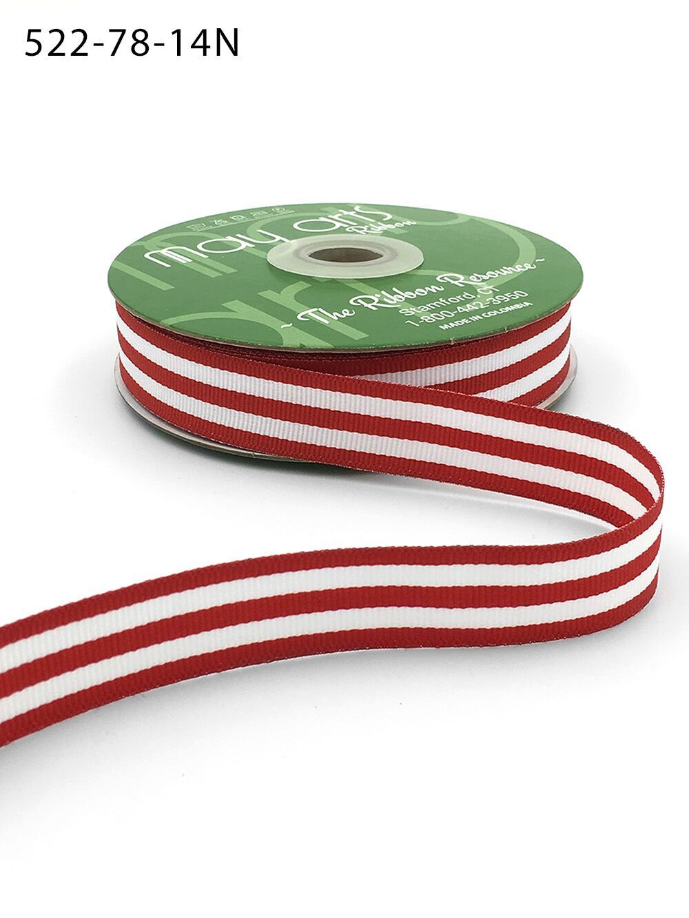 7/8 Inch Grosgrain Horizontal Stripes Ribbon with Woven Edge – 522-78-14N red/white