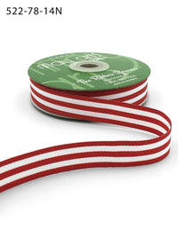 7/8 Inch Grosgrain Horizontal Stripes Ribbon with Woven Edge – 522-78-14N red/white